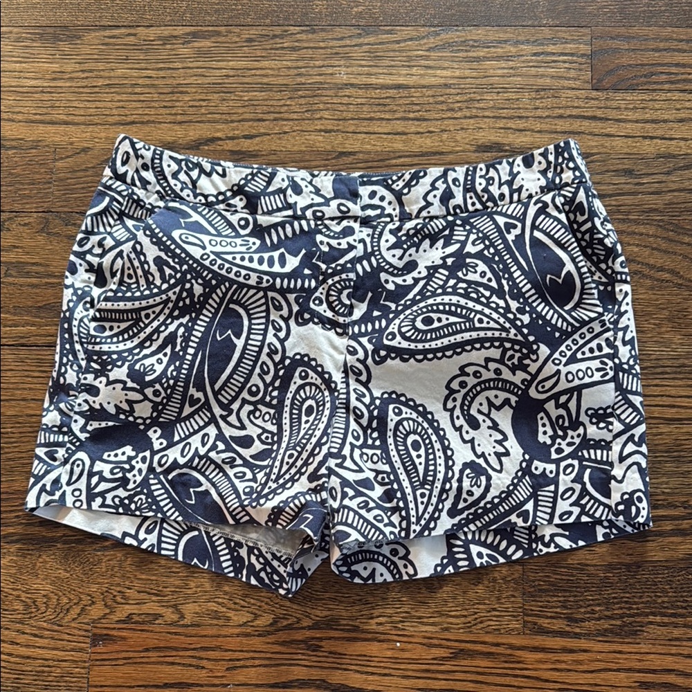 Anthropologie Lucy & Laurel Navy Paisley Shorts Sz 8